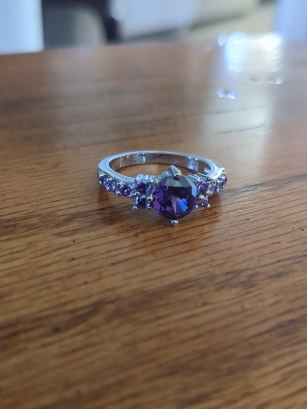 Elegant Purple Gemstone Silver Ring - Women's Jewelry
